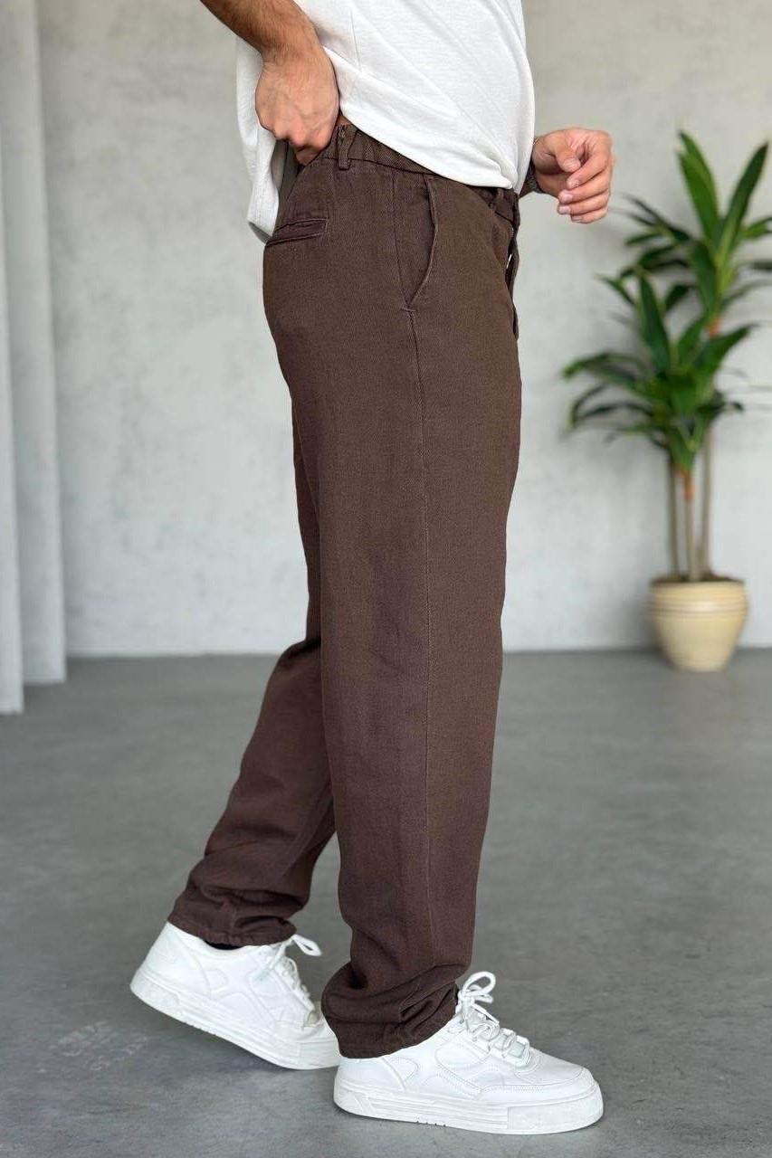Wholesale Men's Brown Regular Fit Pants 1504W26-PNT5099