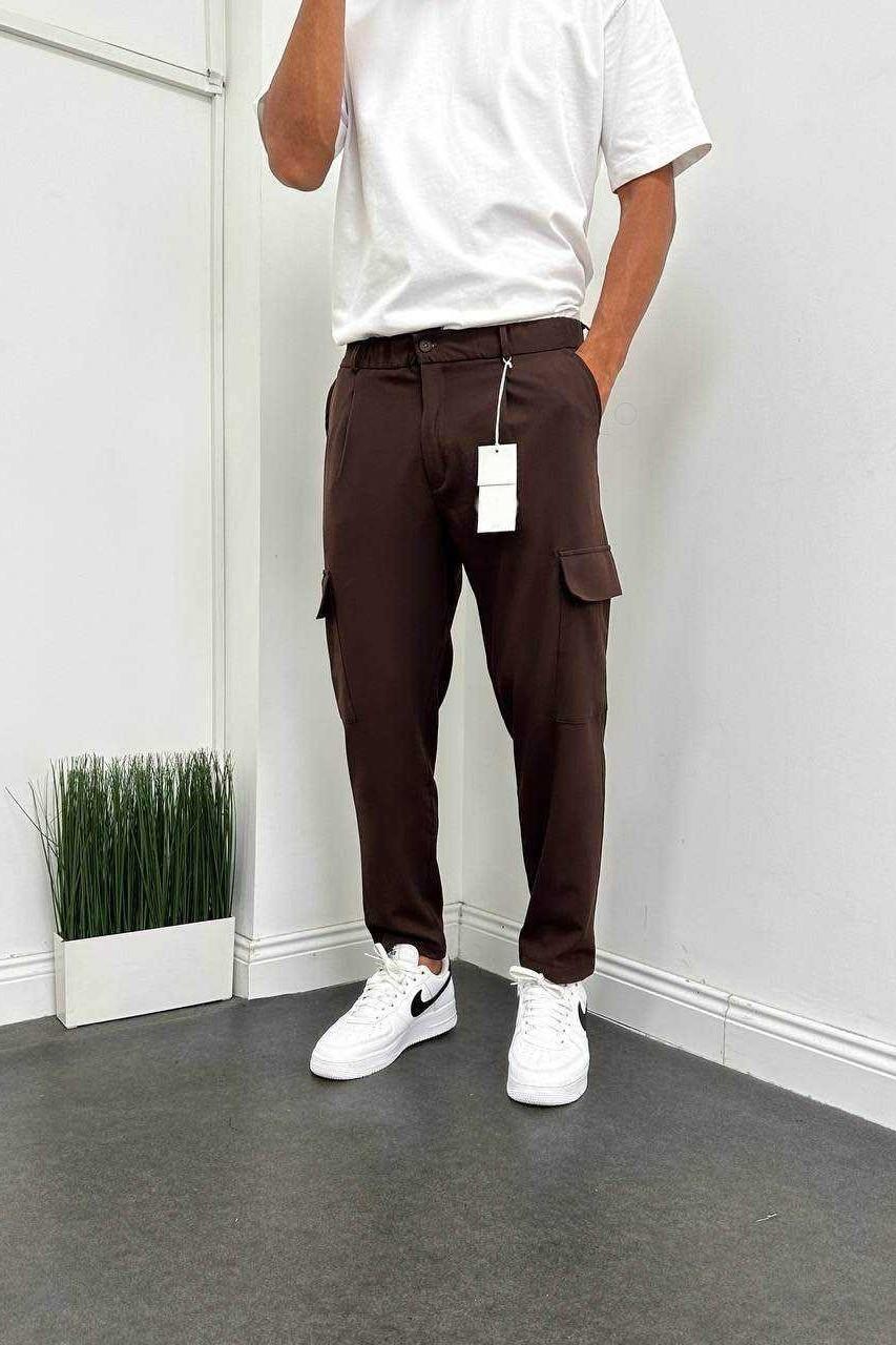 Wholesale Men's Brown Relaxed Fit Pants 1504W26-PNT5023