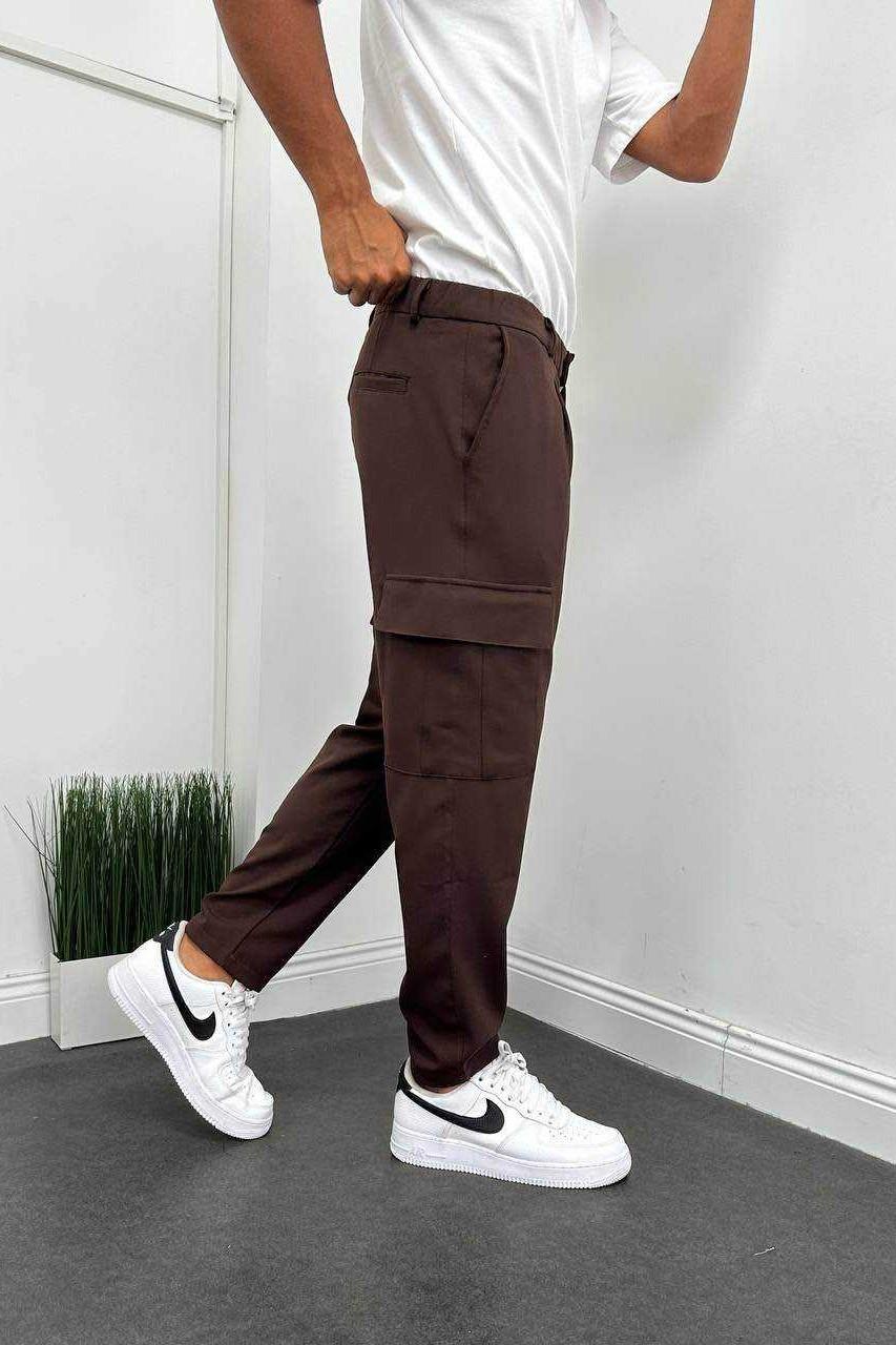 Wholesale Men's Brown Relaxed Fit Pants 1504W26-PNT5023