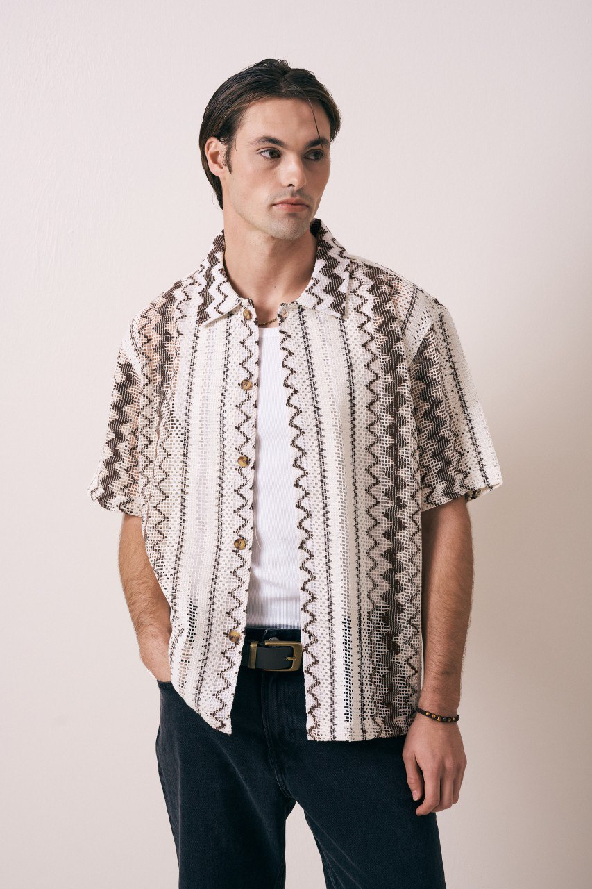 Wholesale Men's Brown Shirt 1609W26-6371 