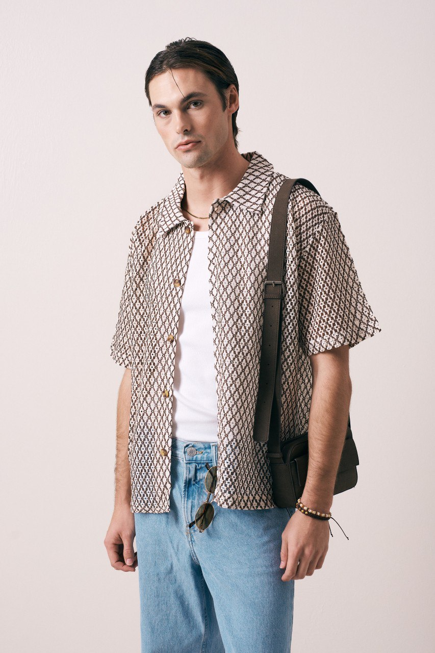 Wholesale Men's Brown Shirt 1609W26-6372