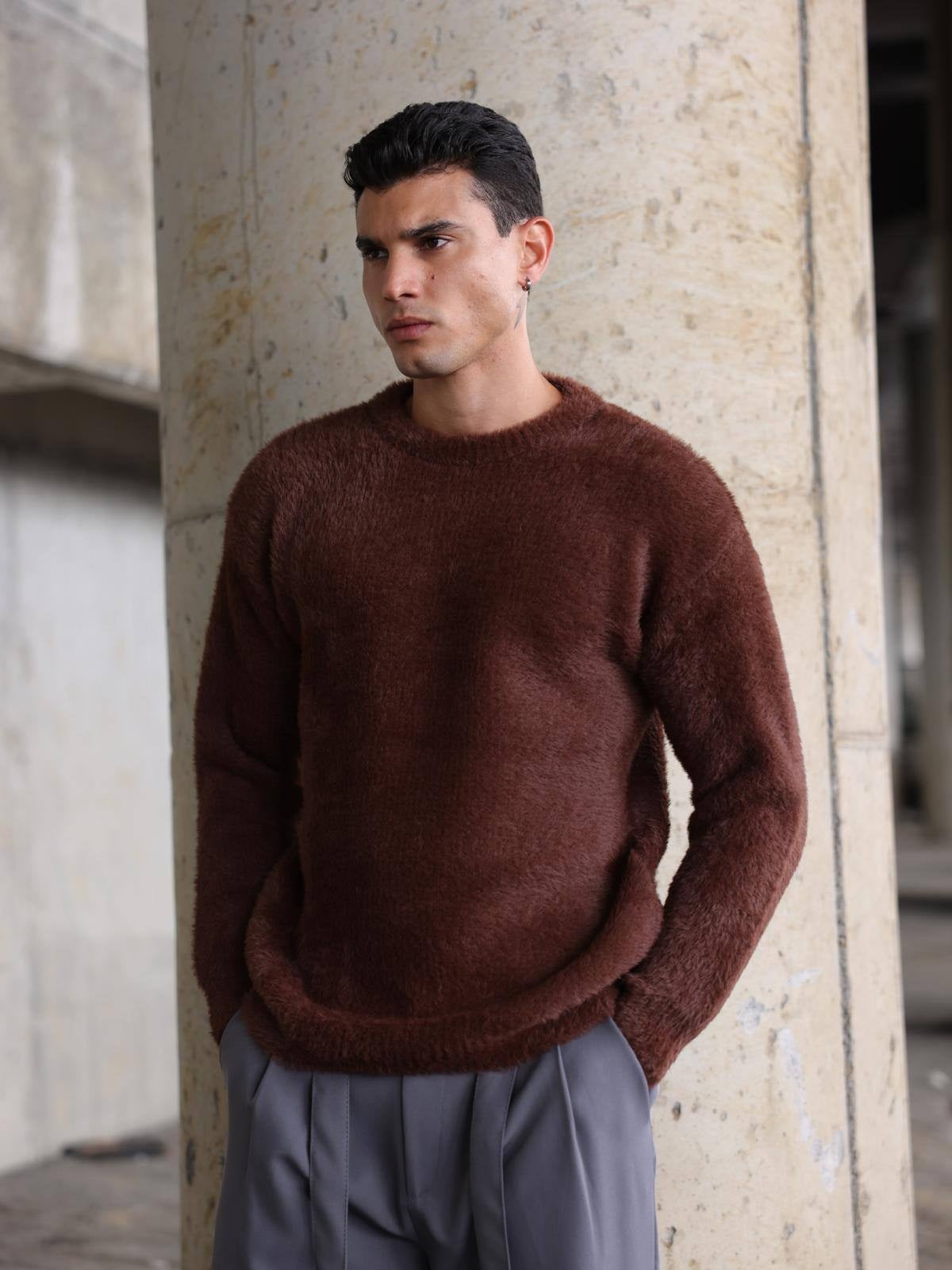 Wholesale Men's Brown Sweater 1603FW27-26TK023 