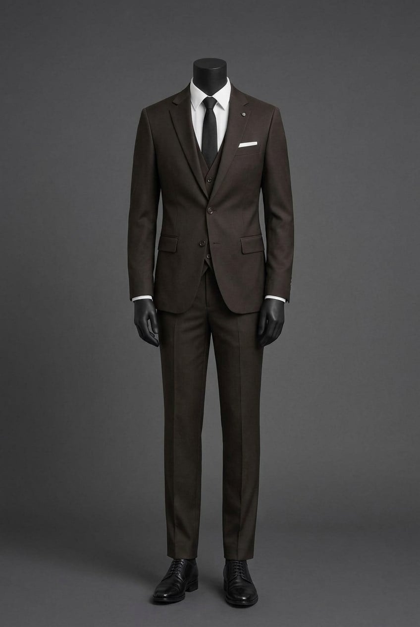 Wholesale Men's Brown Three-Piece Suit 1701-125