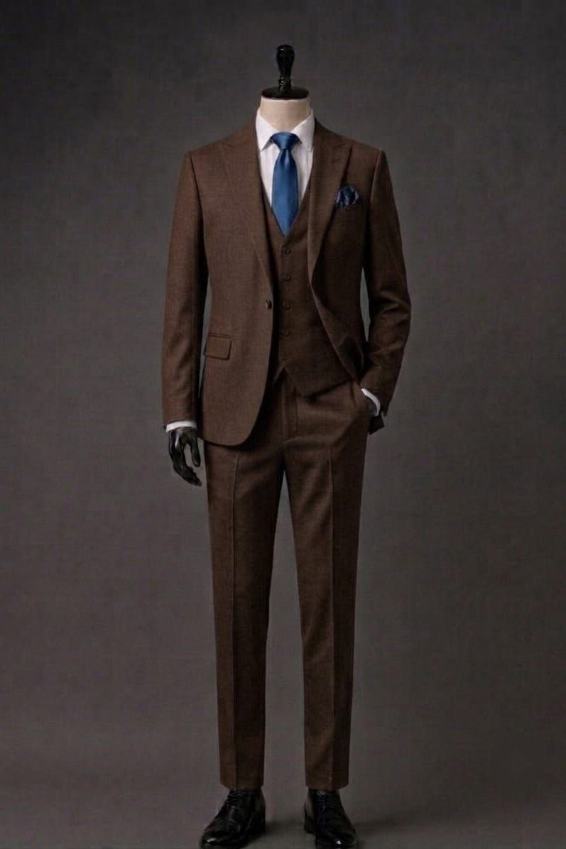 Wholesale Men's Brown Three-Piece Suit 1701-117
