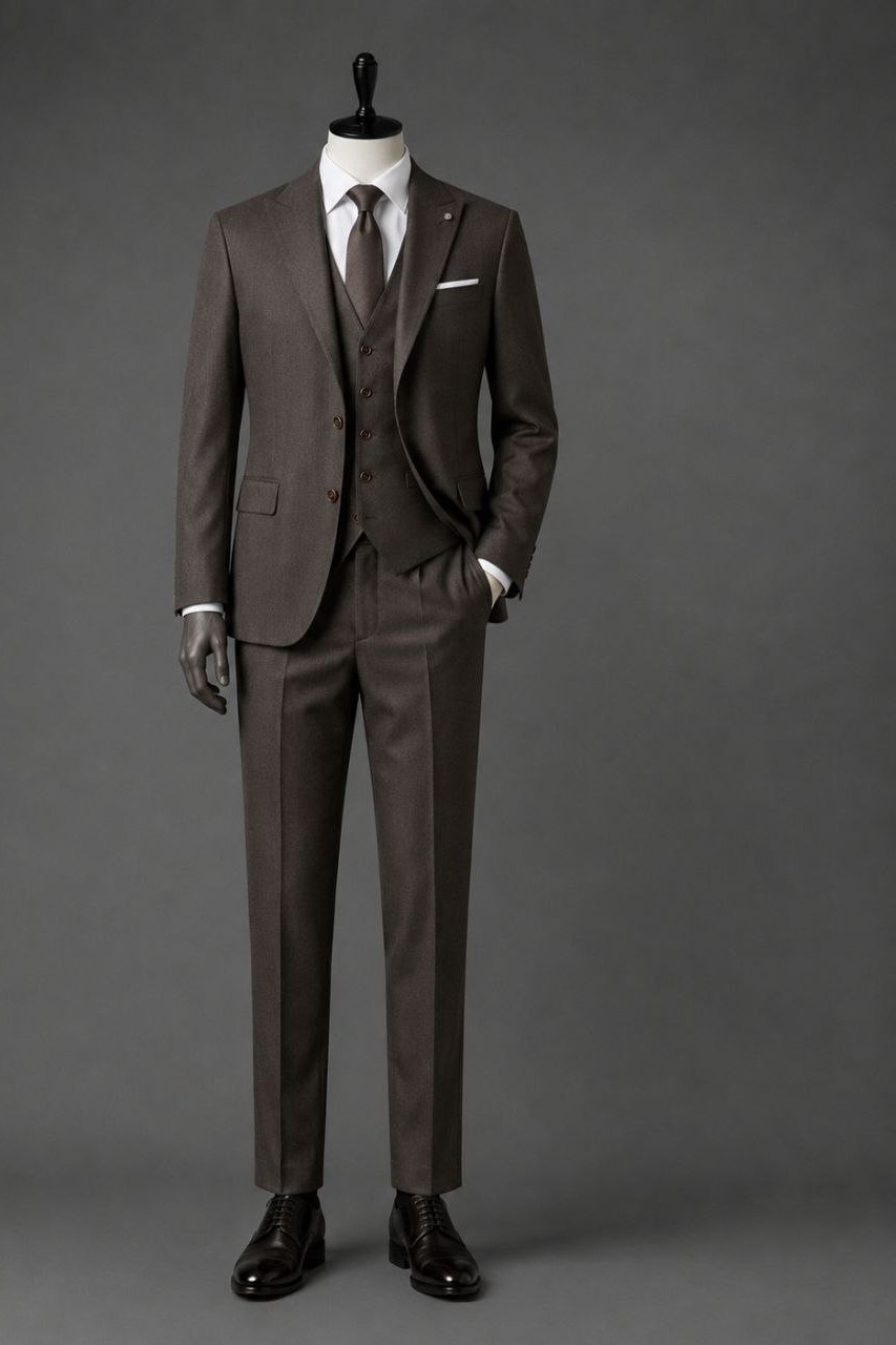 Wholesale Men's Brown Three-Piece Suit 1701-111