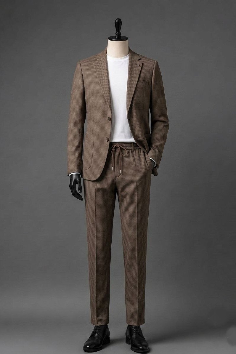 Wholesale Men's Brown Two-Piece Suit 1701-118