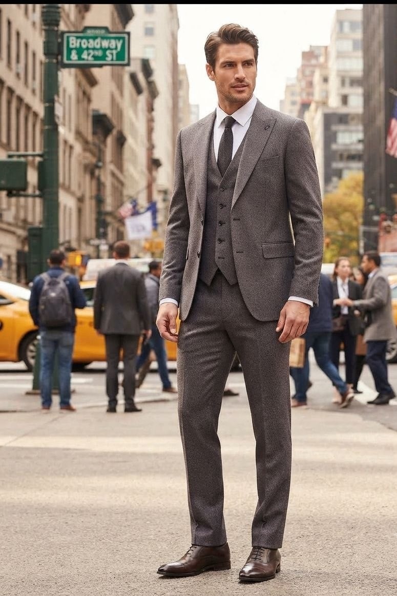 Wholesale Men's Brown Two-Piece Suit 1701-133