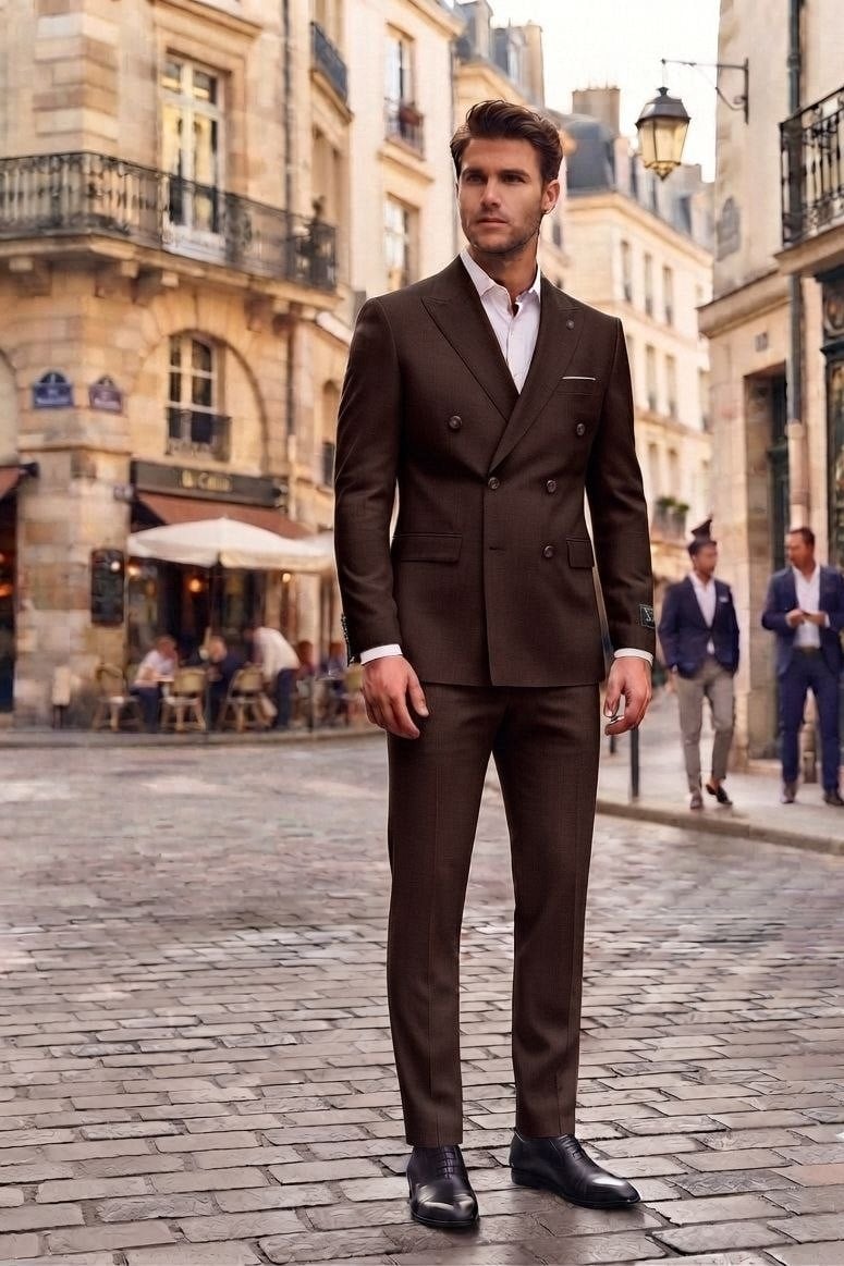 Wholesale Men's Brown Two-Piece Suit 1701-131