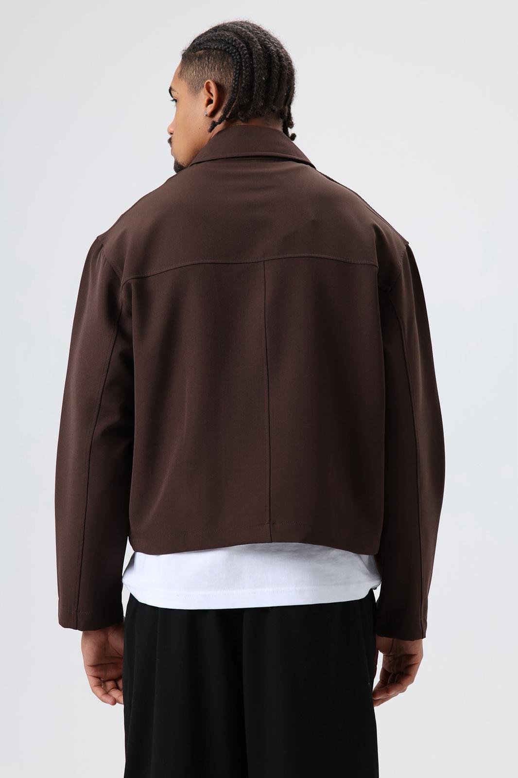 Wholesale Men's Brown Zip-Up Jacket 1605W26-E1006