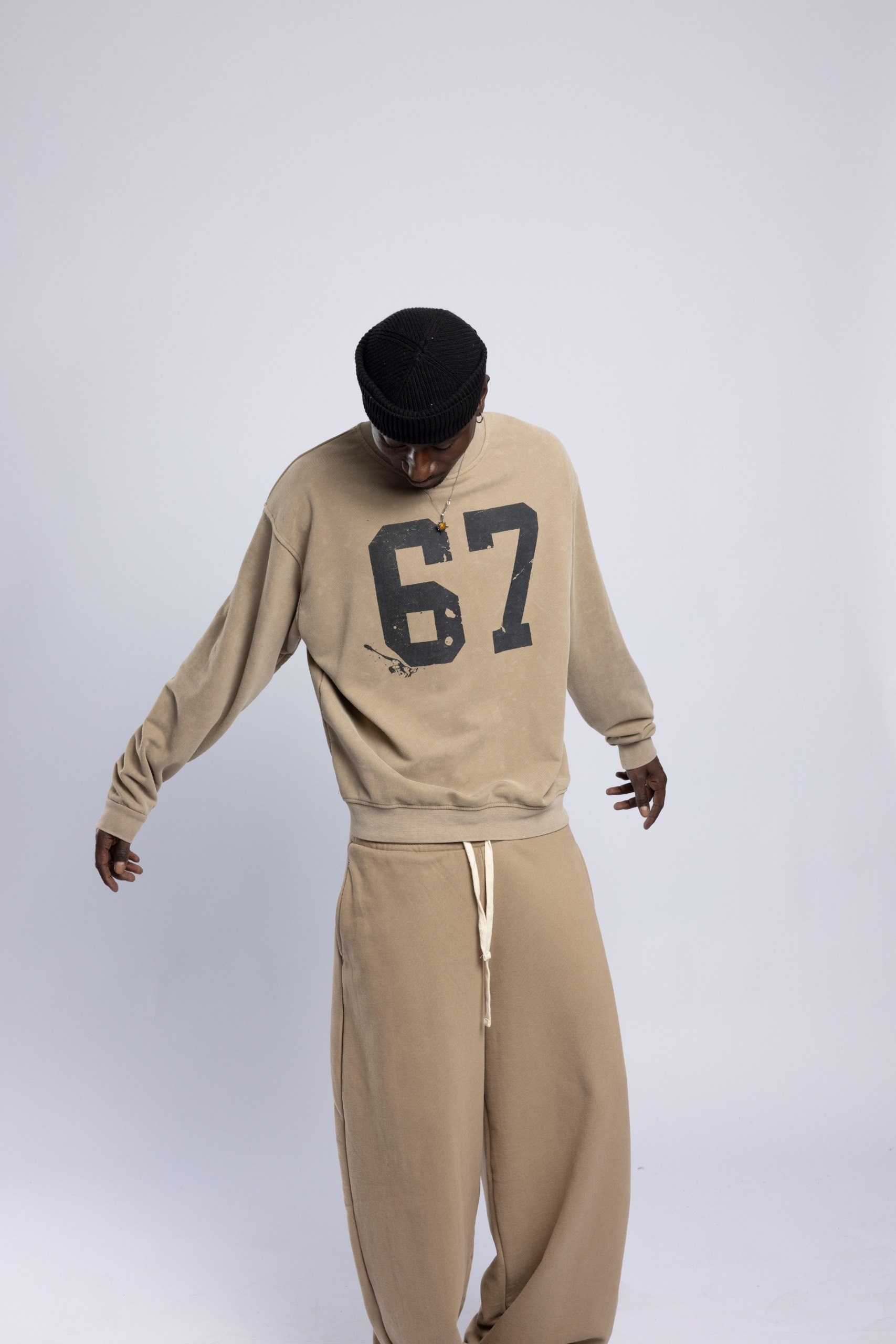 Wholesale Men's Camel Printed Sweatshirt  1503FW27-MRT-4634