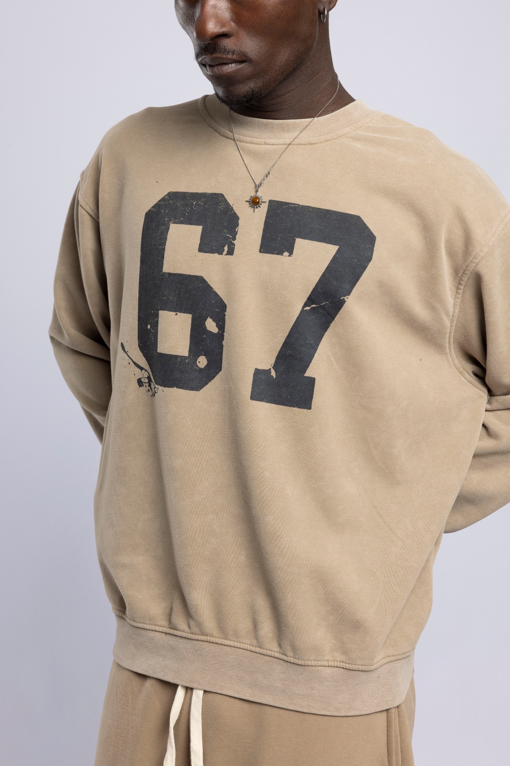 Wholesale Men's Camel Printed Sweatshirt  1503FW27-MRT-4634