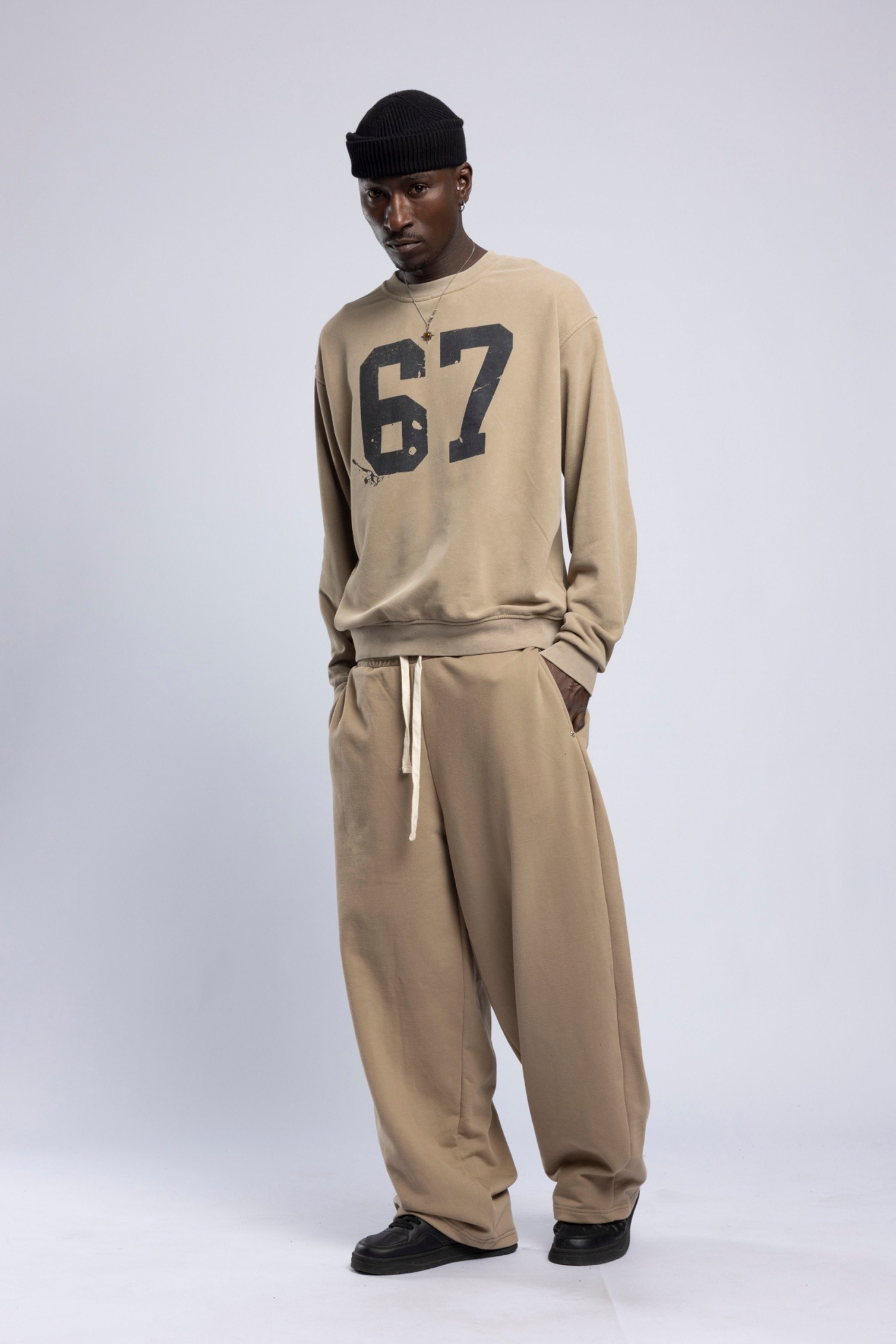 Wholesale Men's Camel Printed Sweatshirt  1503FW27-MRT-4634