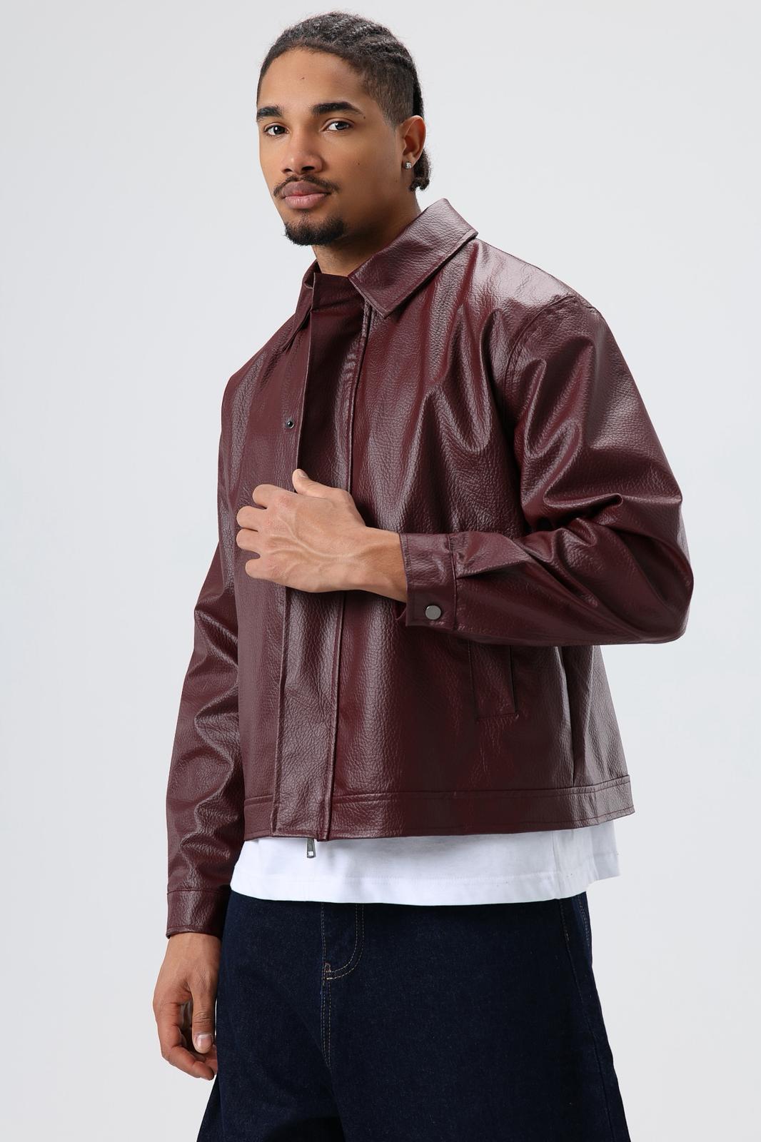 Wholesale Men's Chocolate Leather Jacket 1605W26-E1007