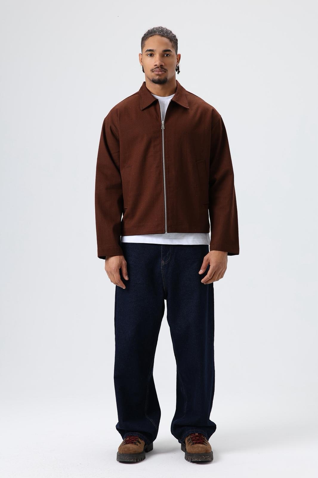 Wholesale Men's Chocolate Zip-Up Jacket 1605W26-E1006