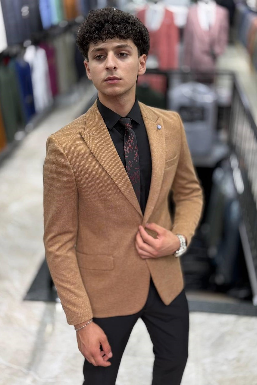 Wholesale Men's Cognac Brown Blazer Jacket 1701W26-070