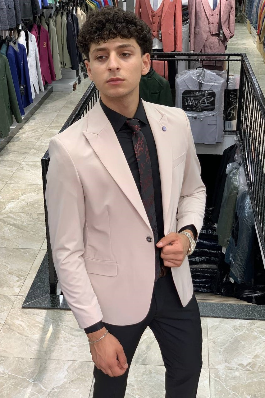 Wholesale Men's Cream Blazer Jacket 1701W26-071