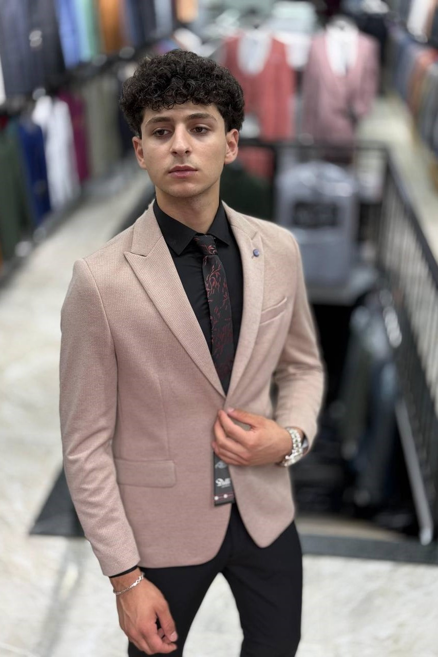 Wholesale Men's Cream Blazer Jacket 1701W26-070