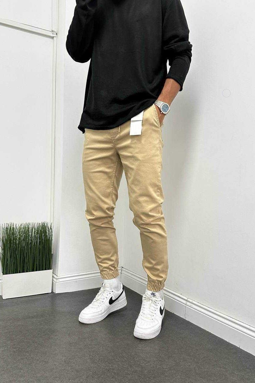 Wholesale Men's Cream Jogger Pants 1504W26-PNT5003