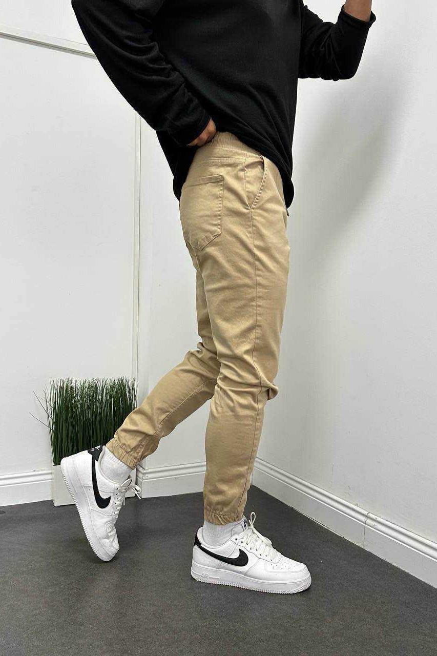 Wholesale Men's Cream Jogger Pants 1504W26-PNT5003