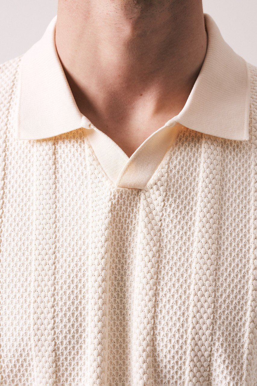 Wholesale Men's Cream Knit Crew-Neck T-Shirt 1609W26-33246 