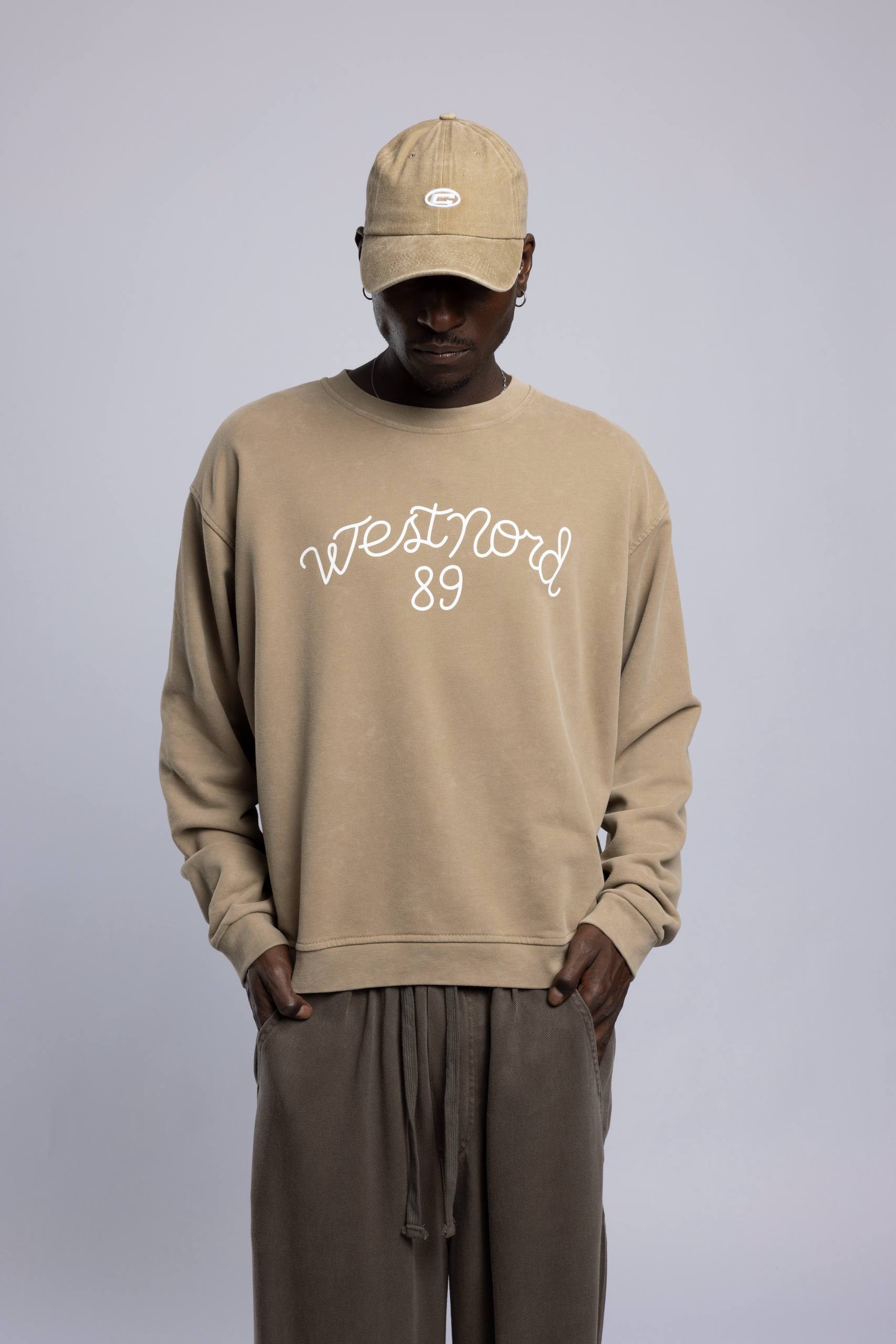 Wholesale Men's Cream Printed Sweatshirt  1503FW27-MRT-4633