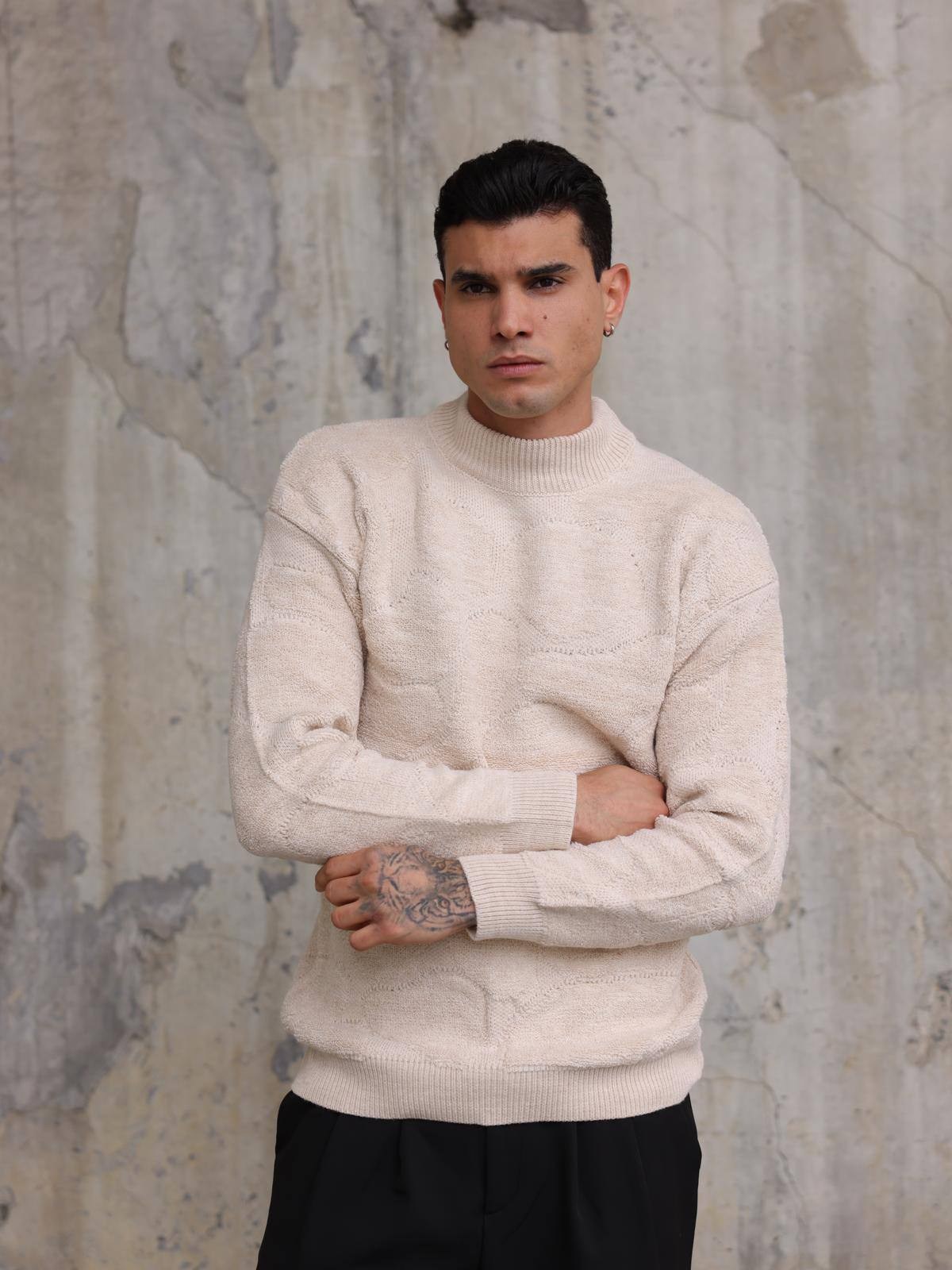 Wholesale Men's Cream Sweater 1603FW27-26TK029 