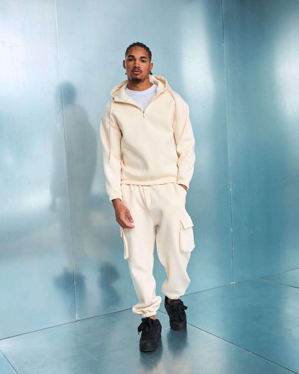 Wholesale Men's Cream Tracksuit 1603W26-1603W26-