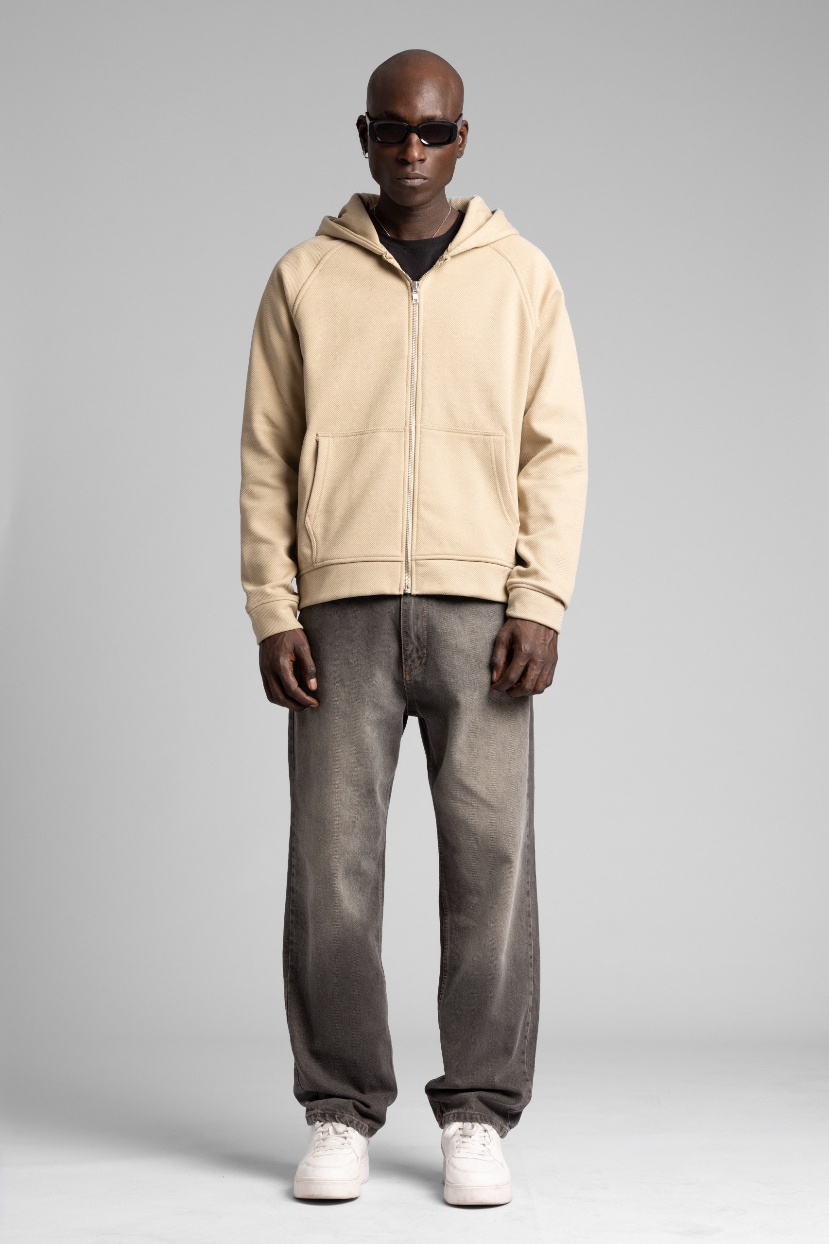 Wholesale Men's Cream Zip Sweatshirt  1503FW27-MRT-4628