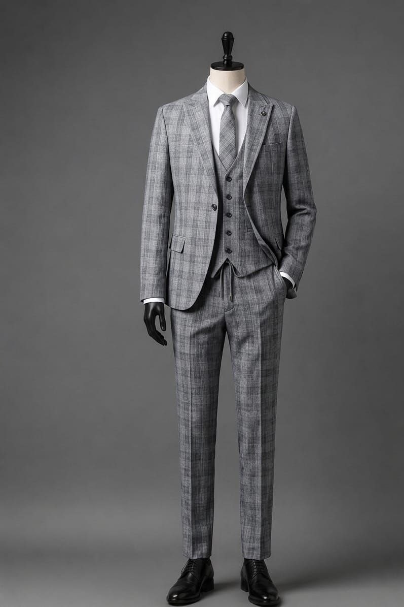 Wholesale Men's Dark Gray Three-Piece Suit 1701W26-110