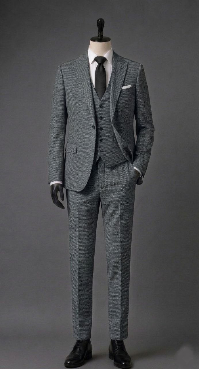Wholesale Men's Dark Gray Three-Piece Suit 1701-113
