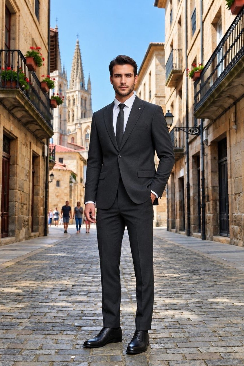 Wholesale Men's Dark Gray Two-Piece Suit 1701-136