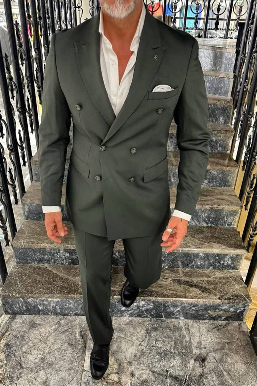 Wholesale Men's Dark Green Two-Piece Suit 1702W26-5627