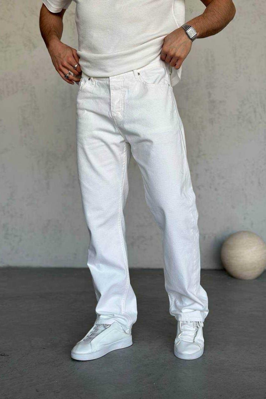 Wholesale Men's Ecru Baggy Jeans 1504W26-PNT2593