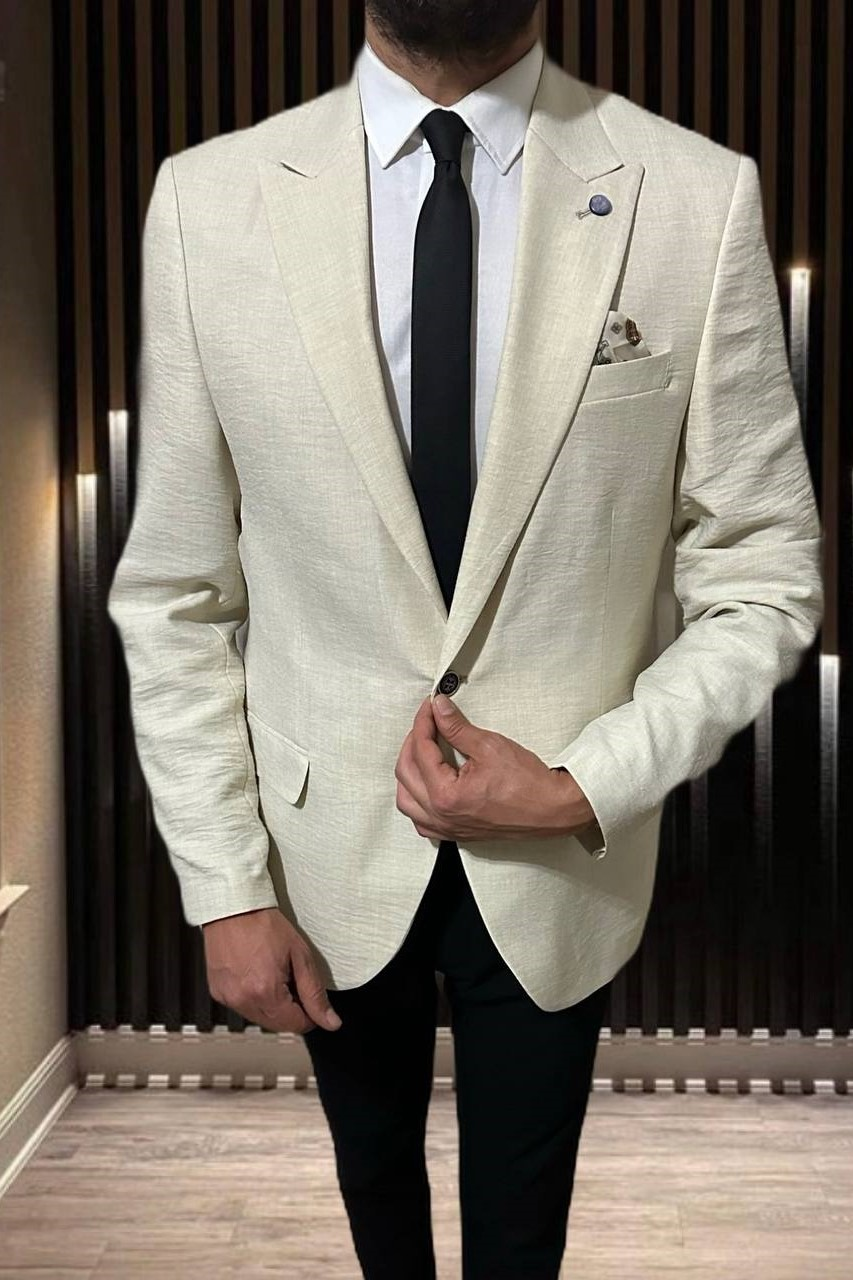 Wholesale Men's Ecru Blazer Jacket 1701W26-080