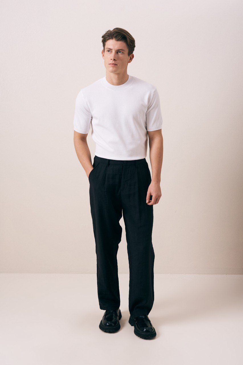 Wholesale Men's Ecru Knit Crew-Neck T-Shirt 1609W26-66606