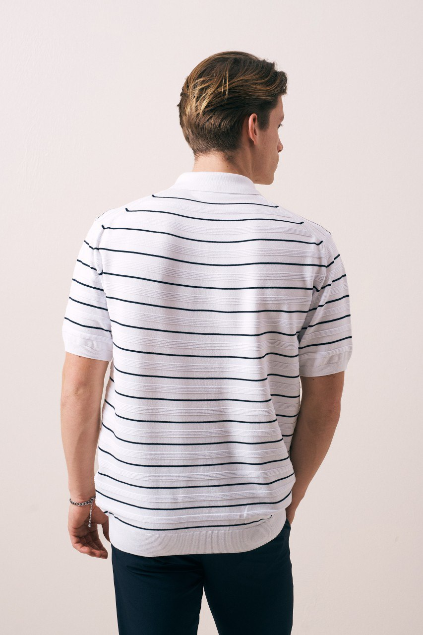 Wholesale Men's Ecru Knit Polo Shirt 1609W26-66617 