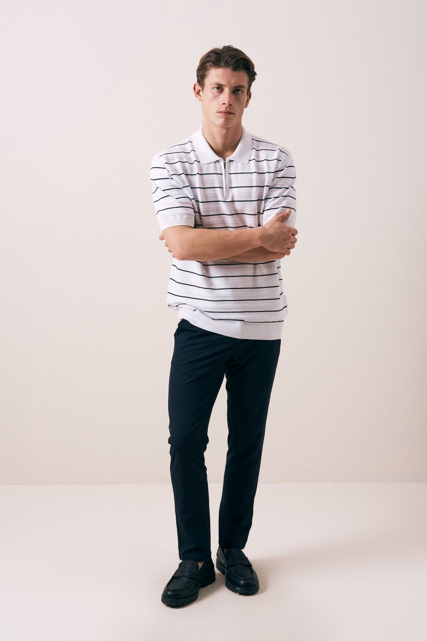 Wholesale Men's Ecru Knit Polo Shirt 1609W26-66617 