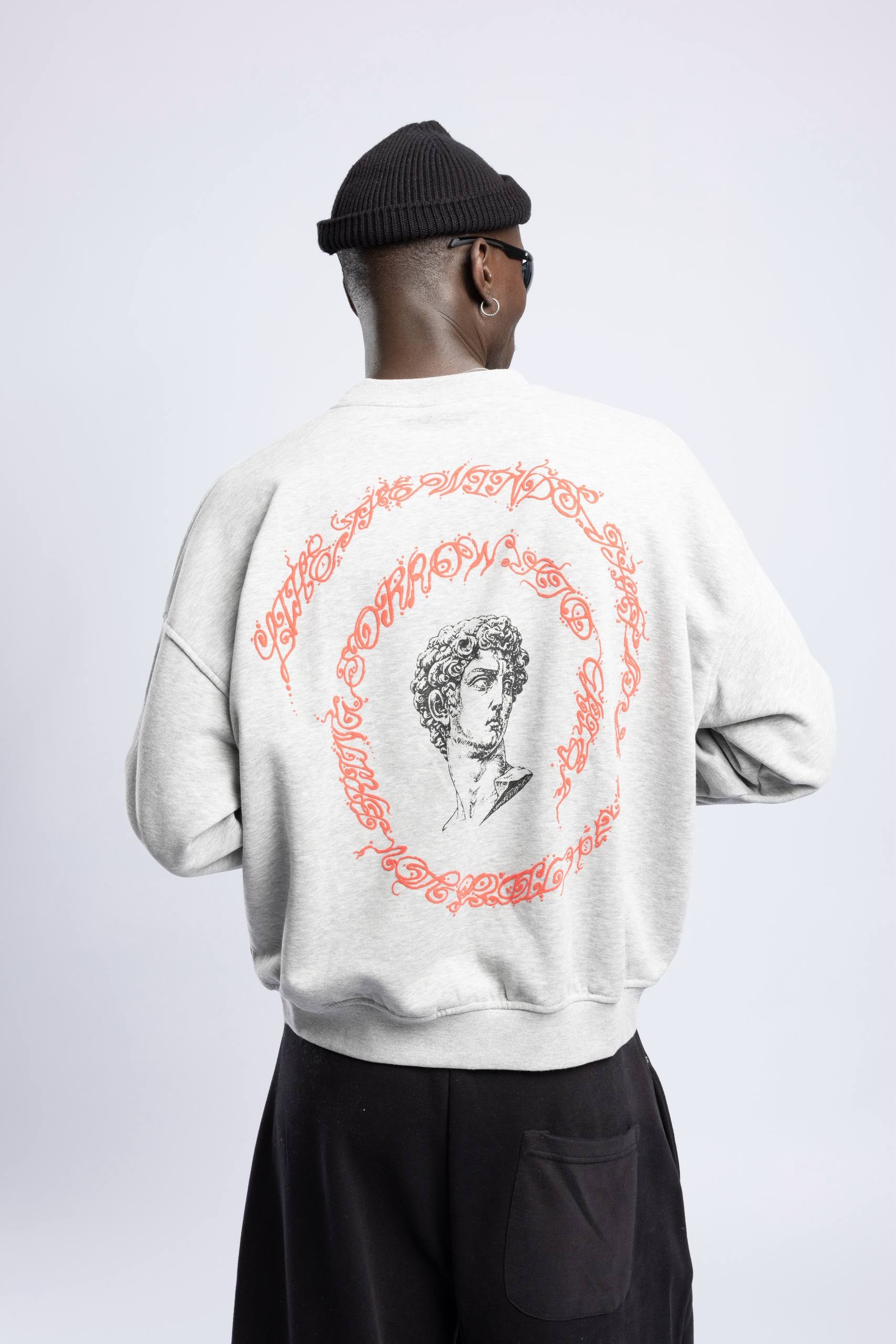 Wholesale Men's Ecru Printed Sweatshirt  1503FW27-MRT-4642