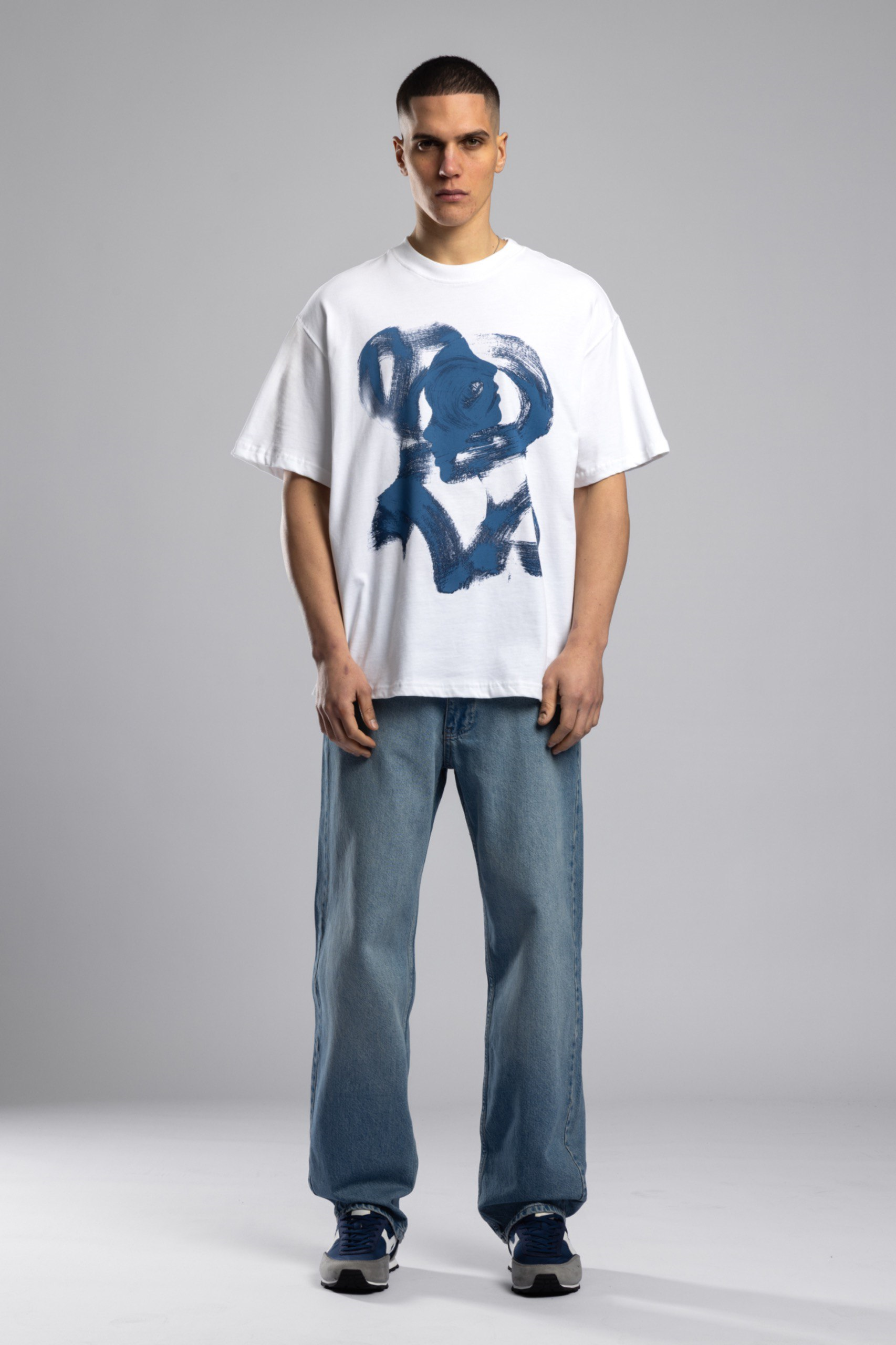 Wholesale Men's Ecru Printed T-shirt 1503W26-MRT-26015