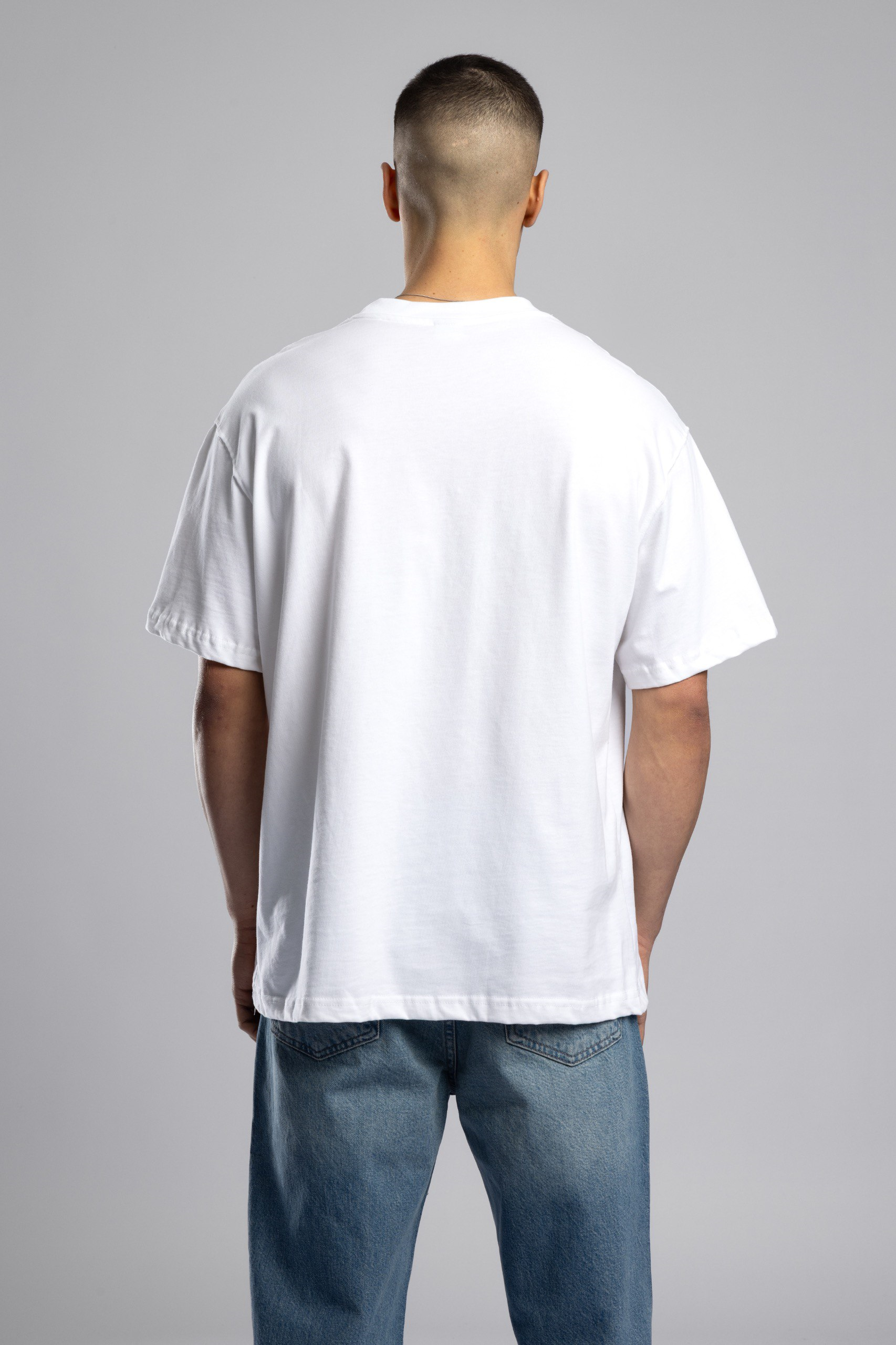 Wholesale Men's Ecru Printed T-shirt 1503W26-MRT-26015