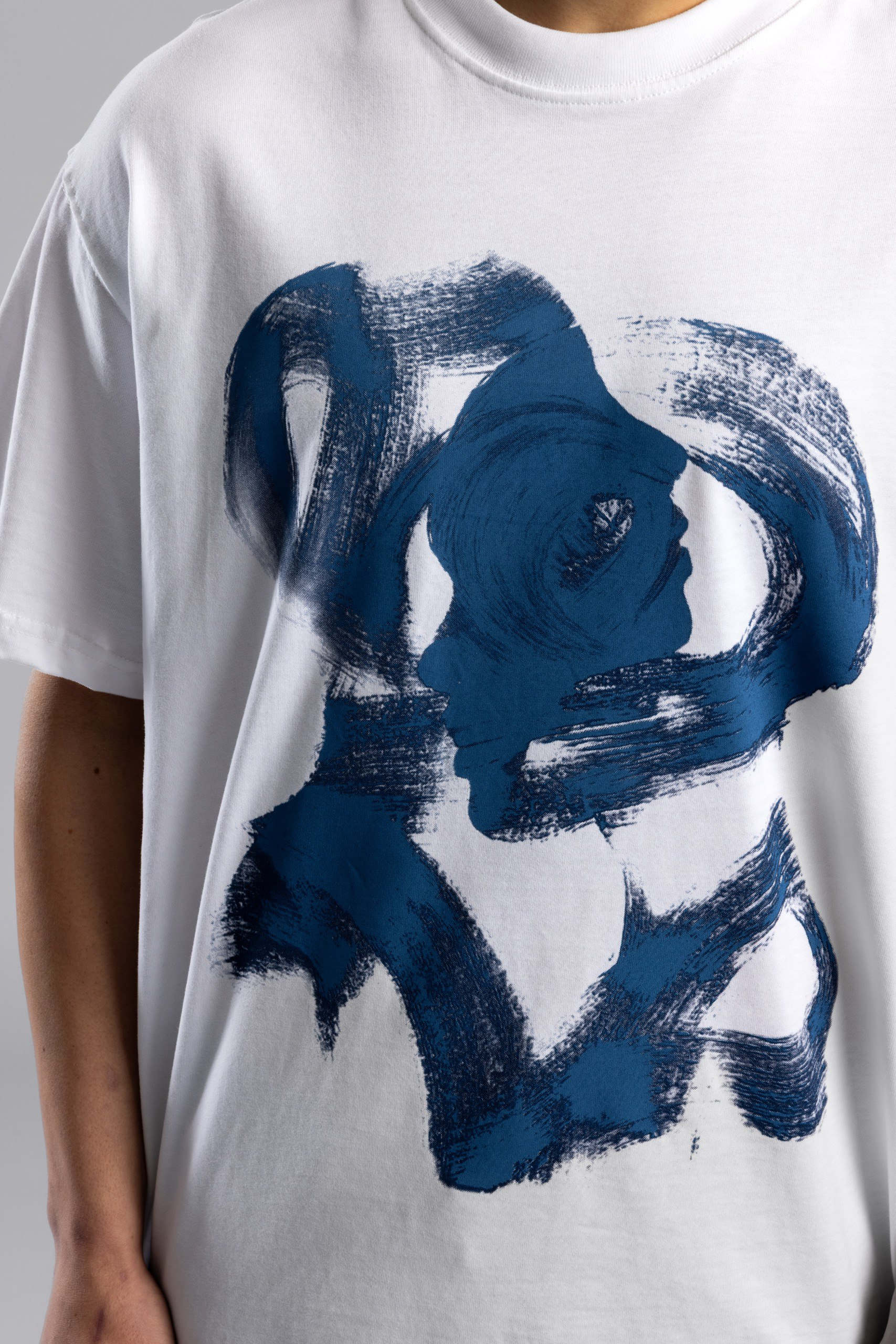 Wholesale Men's Ecru Printed T-shirt 1503W26-MRT-26015