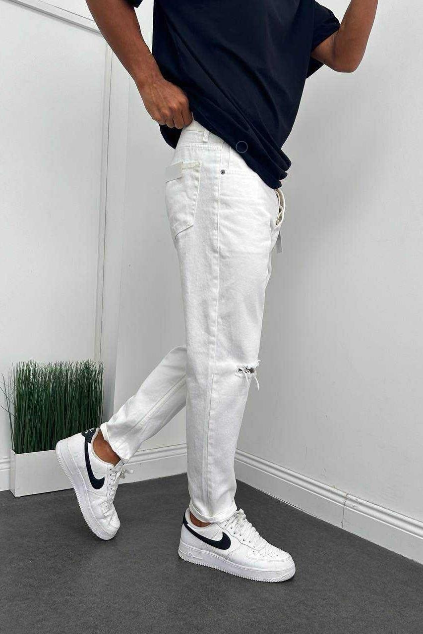 Wholesale Men's Ecru Relaxed Fit Jeans 1504W26-PNT2512