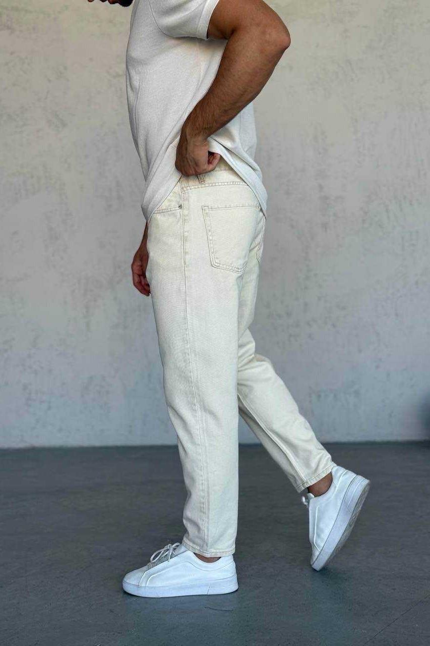 Wholesale Men's Ecru Relaxed Fit Jeans 1504W26-PNT3018