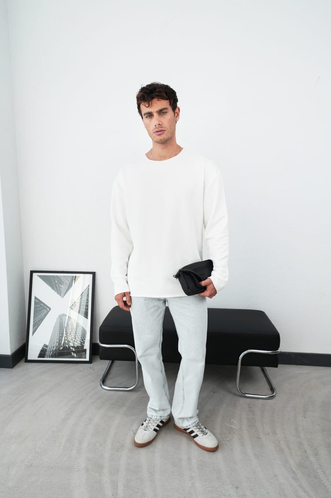 Wholesale Men's Ecru Sweatshirt 1601FW26-2617