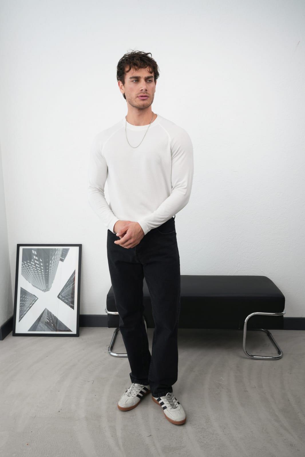 Wholesale Men's Ecru Sweatshirt 1601FW26-0523