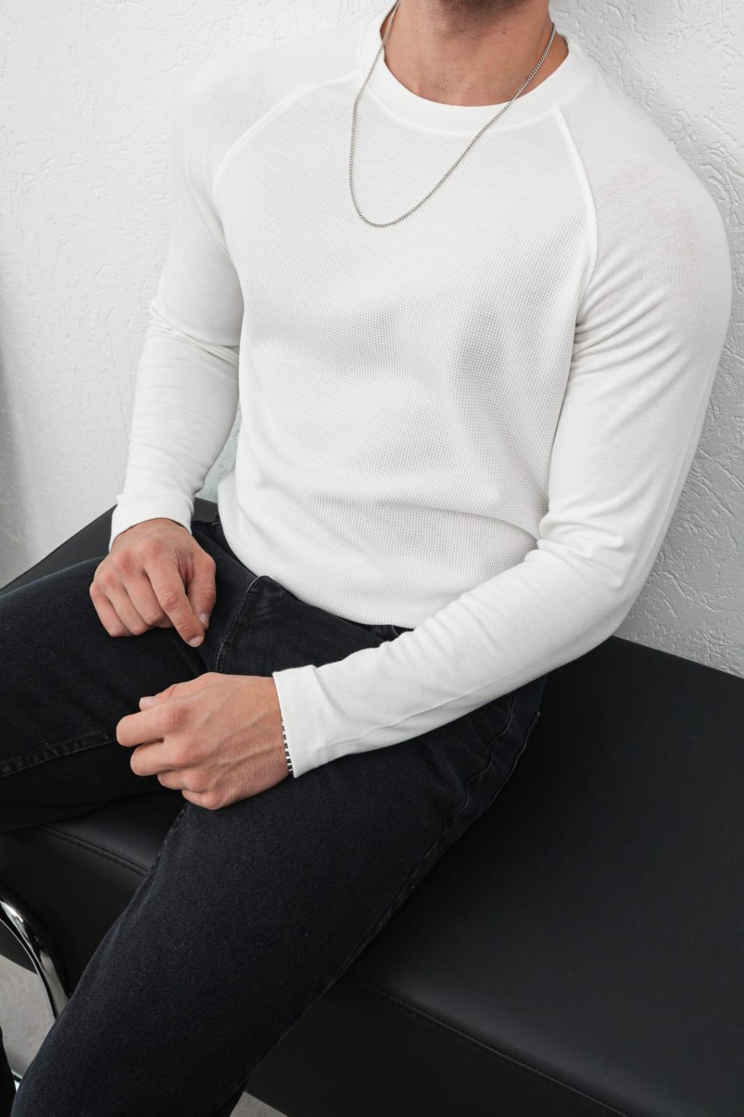 Wholesale Men's Ecru Sweatshirt 1601FW26-0523