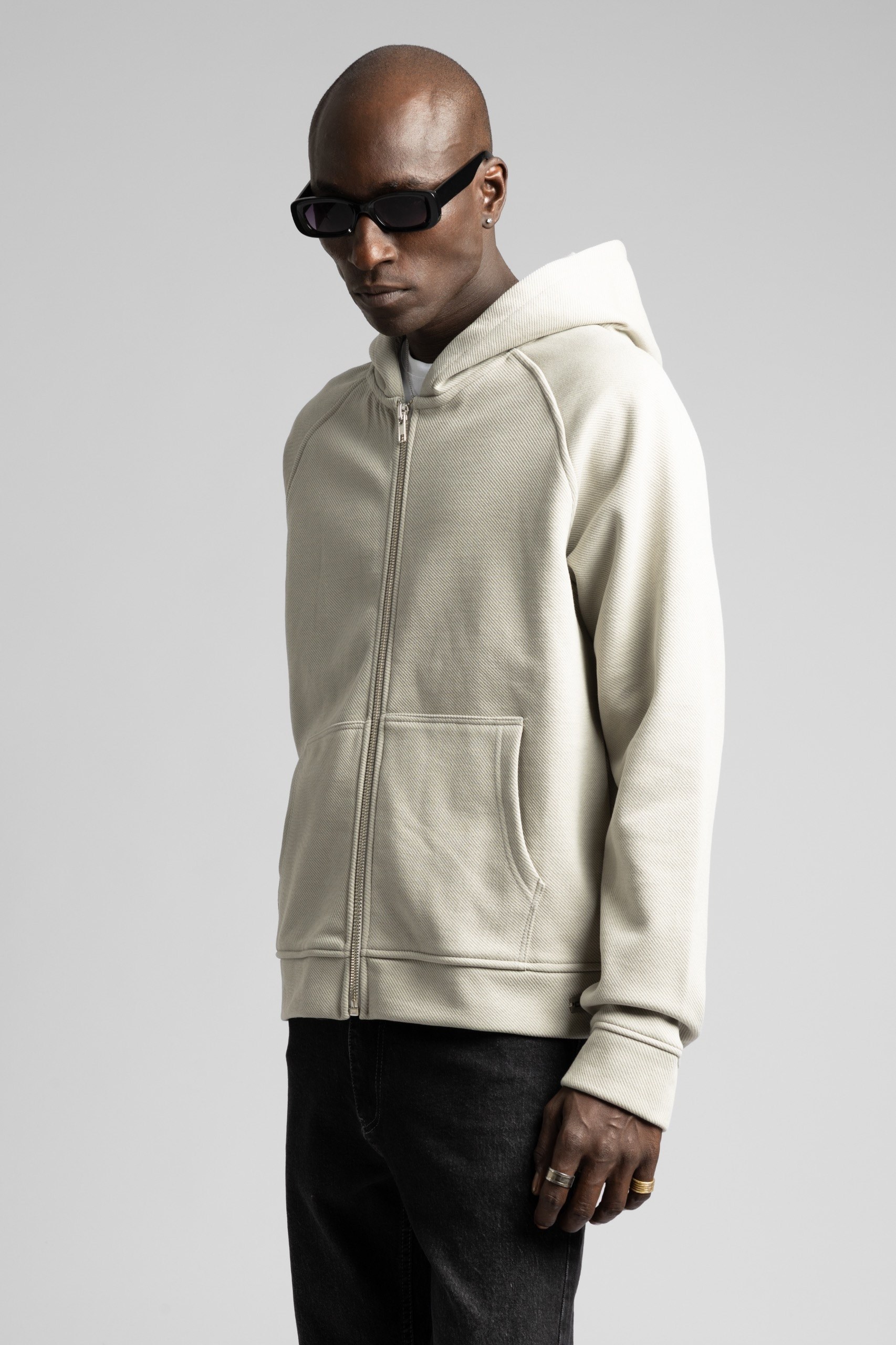 Wholesale Men's Ecru Zip Sweatshirt  1503FW27-MRT-4628