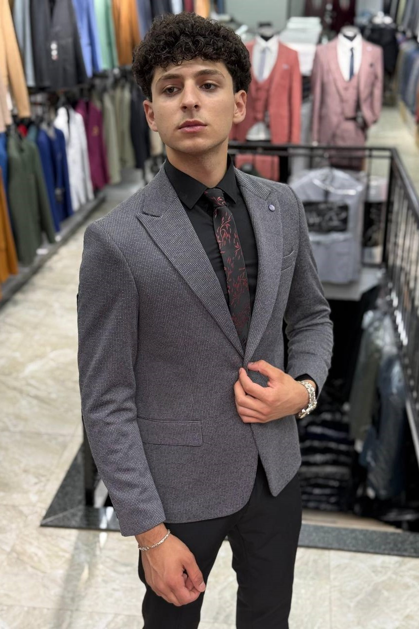 Wholesale Men's Gray Blazer Jacket 1701W26-070