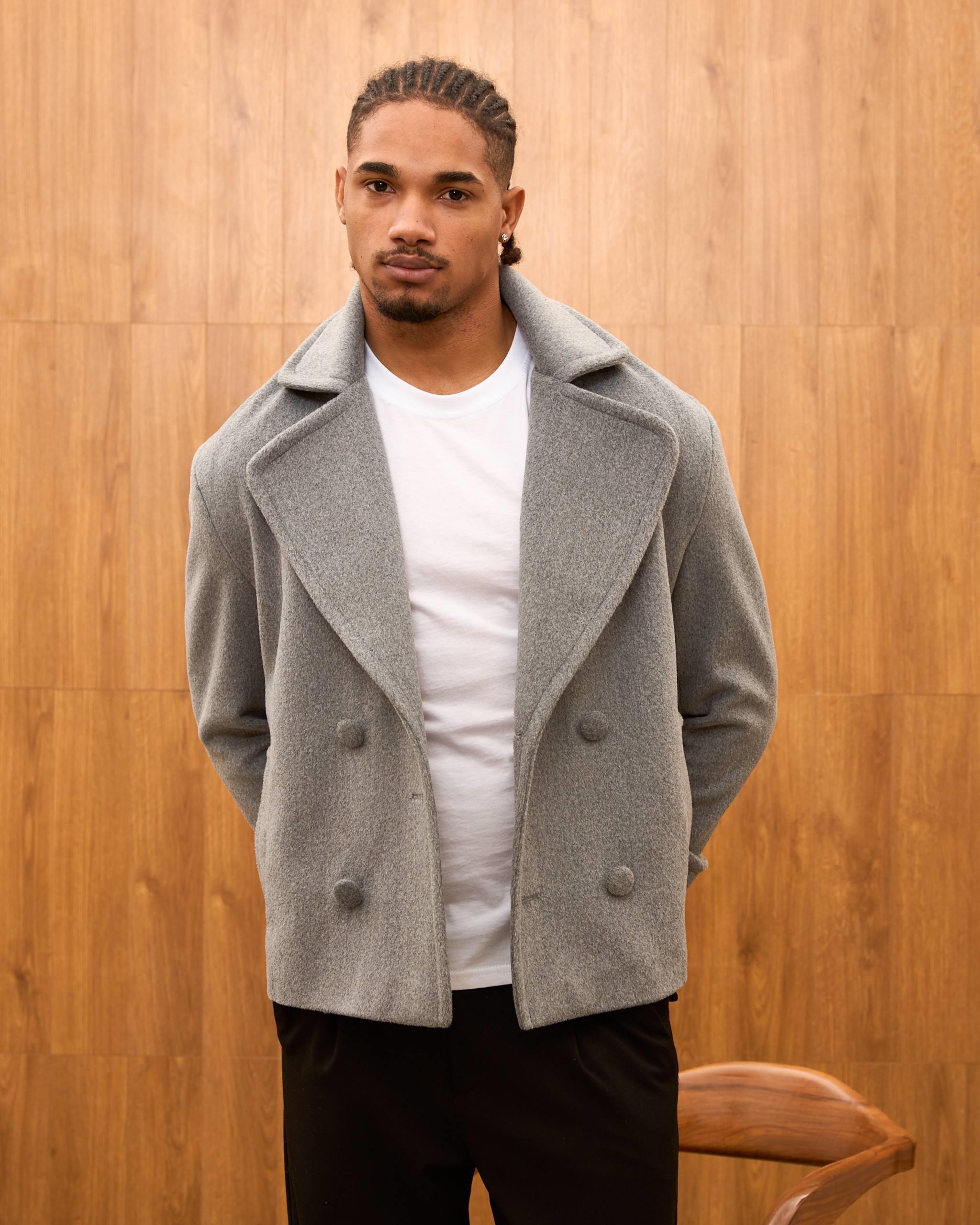 Wholesale Men's Gray Coat 1603W26-M1070