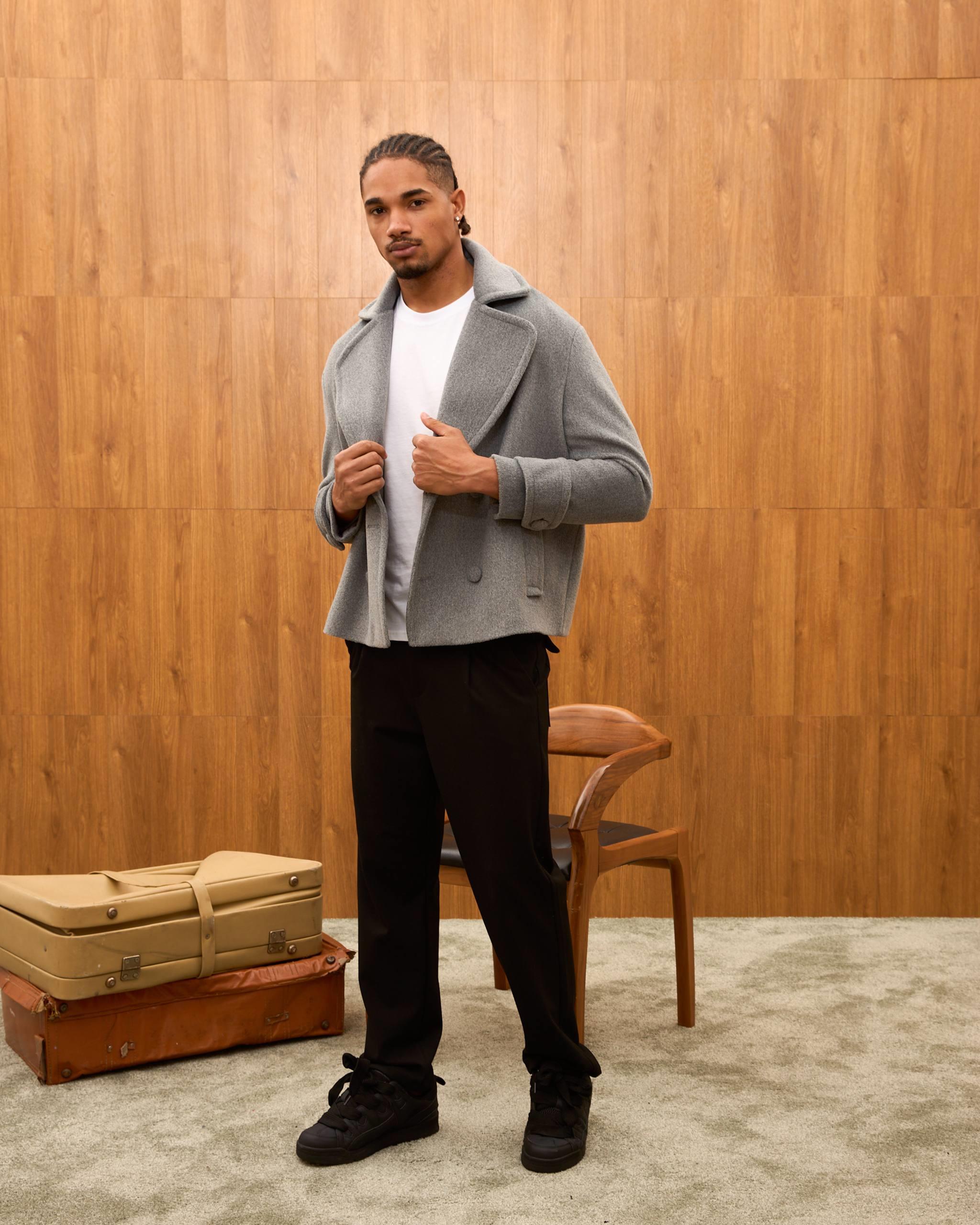 Wholesale Men's Gray Coat 1603W26-M1070